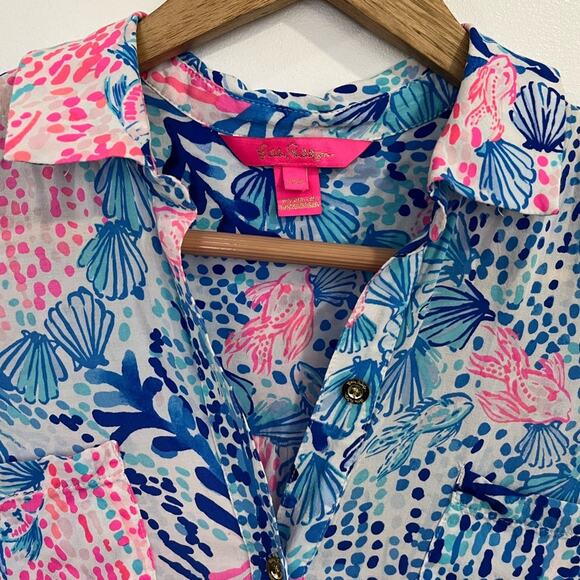 Lilly Pulitzer Natalie Shirtdress Cover Up in Sway with Me XXS - Picture 6 of 11